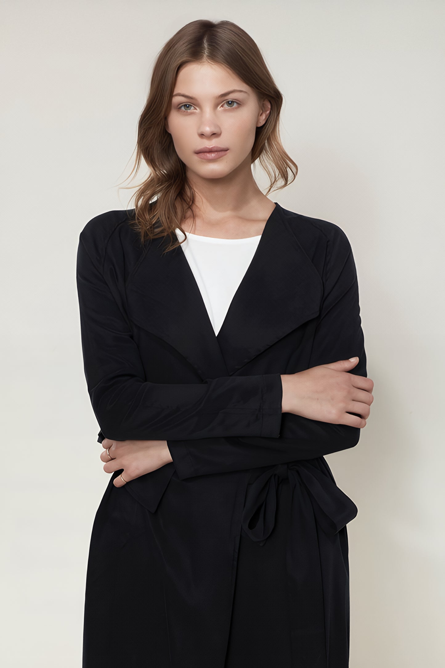 Wrap Trench Coat In Black