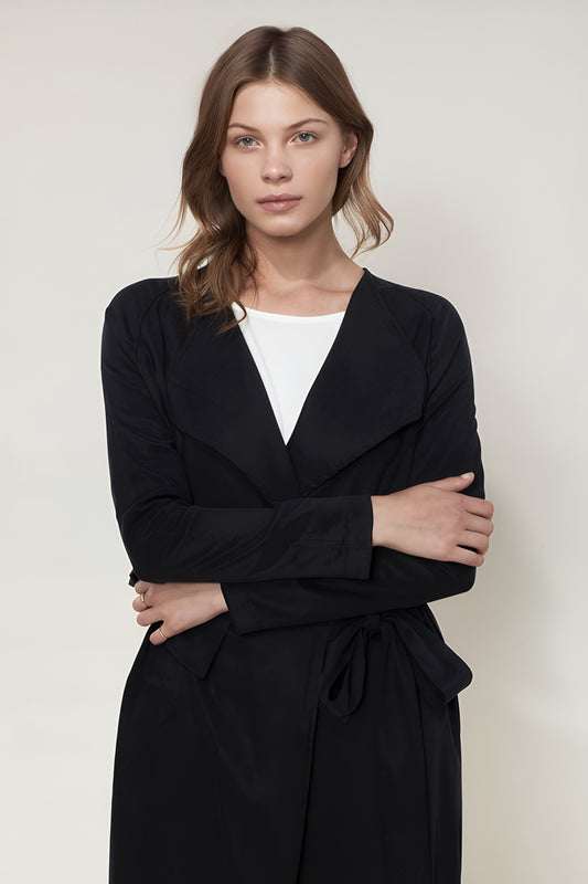 Wrap Trench Coat In Black