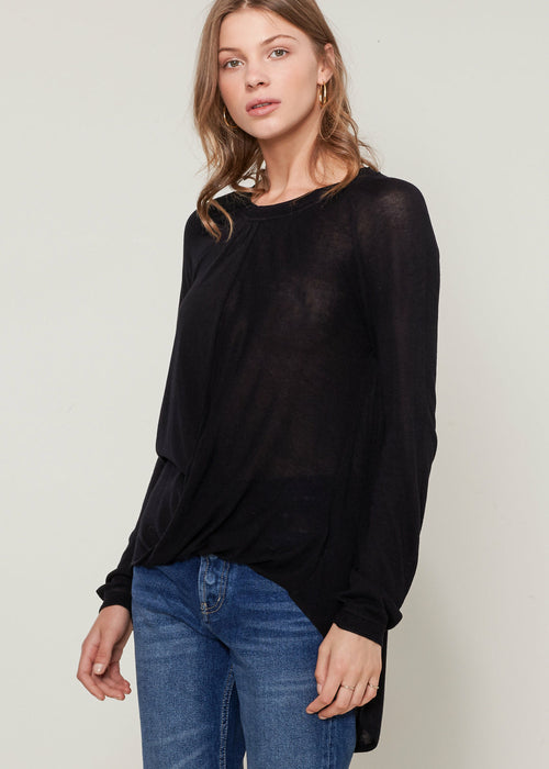 Wrap Hem Sweater In Black