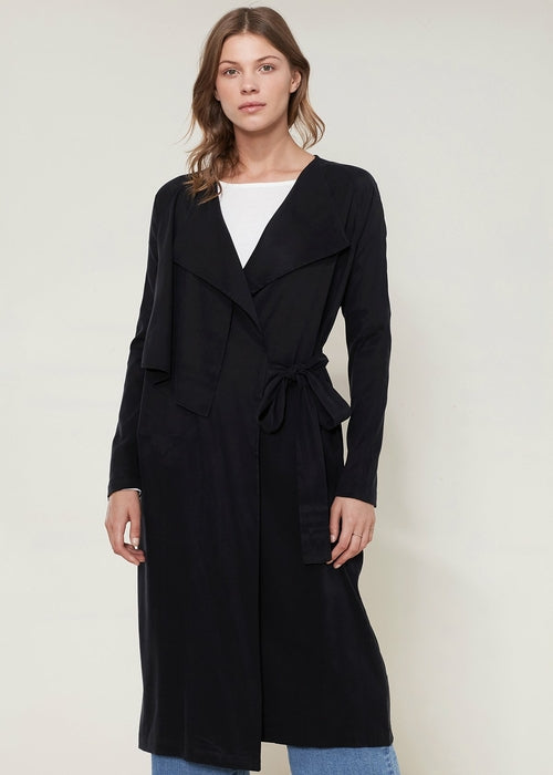 Wrap Trench Coat In Black