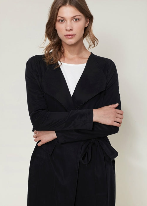 Wrap Trench Coat In Black