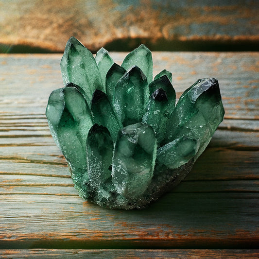 Green Phantom Quartz Cluster