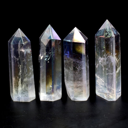 Natural Clear Crystal Quartz rainbow Wand Point Healing Stones